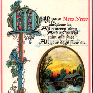 CT 1916 New Year Posted ONE Cent Stamp ANTIQUE Postcard - Image 1