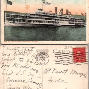 Posted 1918 Day Line Steamer Washington Irving Souvenir Vintage Postcard - Image 1