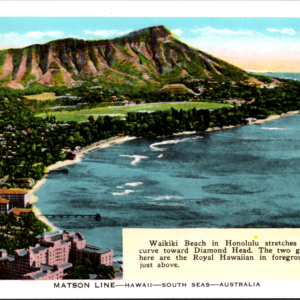 Honolulu Hawaii Waikiki Beach Diamond Head Postcard Unposted Matson Line Ship - Image 1