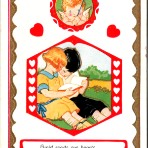CHILDREN Valentine's Day UNposted ANTIQUE Postcard CUPID HEARTS EMBOSSED - Image 1