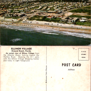 Ellinor Village Aerial View Atlantic Ocean Beach Halifax Florida Vtg Postcard - Image 1