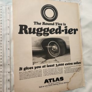 ATLAS PLYCRON Car TIRES 13.75" x 10.25" Vintage Original Print Auto Advertising - Image 1