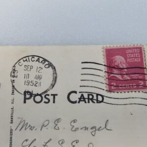 2 Cent John Adams Stamp LaSalle Hotel Chicago Illinois Vtg Postcard 1952 IL - Image 1