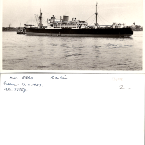 UK MV EBRO 1957 Royal Mail E Ship Ocean Nautical Black & White Vintage Old Photo - Image 1