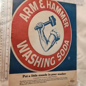 1960s BRIGHT ARM HAMMER WASHING SODA 13.75" x 10.25" Vintage Original Print Ad - Image 1