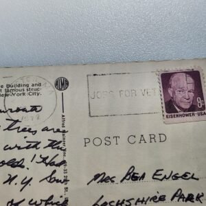 1972 New York Statue Liberty 8 Cent Eisenhower Stamp Vtg Postcard Posted Empire - Image 1