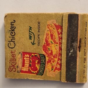 HUNTS TOMATO SAUCE Skillet Chicken RECIPE Vtg Book Collectible Matches Matchbook - Image 1
