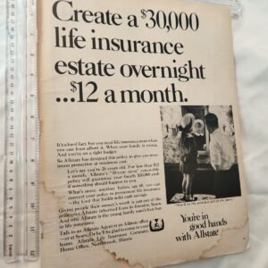 ALLSTATE LIFE INSURANCE AD 13.75" x 10.25" Vintage Original Print Advertising - Image 1