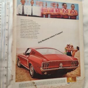 MUSTANG FORD MUSCLE CAR 13.75" x 10.25" Vintage Original Print AUTO Advertising - Image 1