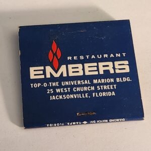 EMBERS RESTAURANT JACKSONVILLE FLORIDA Vtg Book Collectible Matches FL Matchbook - Image 1