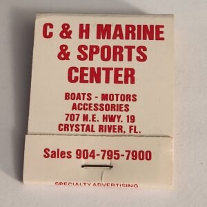 C & H MARINE SPORTS CENTER BOAT Ad Fishing Vtg Book Collectible Match Matchbook - Image 1