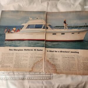 HATTERAS Yacht TWO PAGE AD 20.5" x 13.75" Vintage Original Nautical Print Boat - Image 1