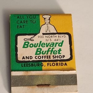Leesburg Florida Boulevard Buffet Vtg Book Collectible Matches FL Matchbook - Image 1