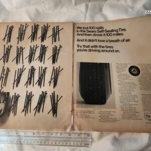 SEARS ALLSTATE Tires TWO PAGE AD 20.5" x 13.75" Vtg Original Print Advertising - Image 1