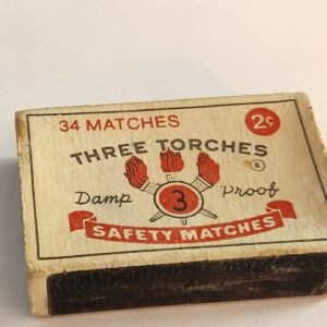 THREE TORCHES Vintage Collectible Wood Matches Matchbox - Image 1