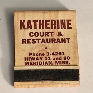 Meridian MS Katherine Court Restaurant Vtg Book Collectible Matches Matchbook - Image 1