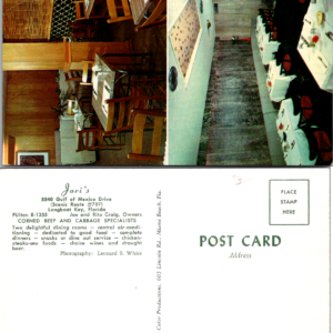 Joris Restaurant Longboat Key Fl Postcard Corned Beef Cabbage Specialists 47563 - Image 1