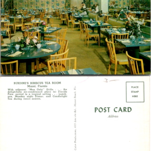 Burdines Hibiscus Tea Room Miami Florida Postcard Restaurant Interior View 18452 - Image 1