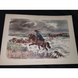 1964 Enrique Castells Capurro VADEANDO EL ARROYO Uruguay VTG Art Print - Image 1