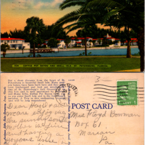 Coffee Pot Bayou Snell Isle St Petersburg Florida Curt Teich E-6165 - Image 1