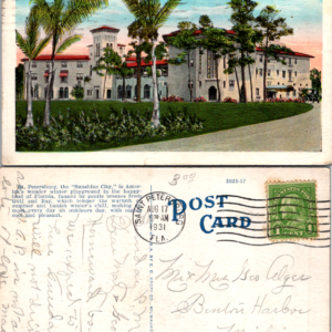 Jungle Country Club Hotel St. Petersburg Florida Vintage Postcard 1931 - Image 1