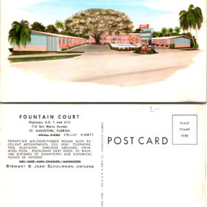 Fountain Court Motel St Augustine Florida Drewcolor Vintage Postcard - Image 1