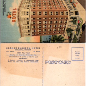 Orange Blossom Hotel Sarasota Florida Linen Postcard Curteich-Chicago BB-H824 - Image 1