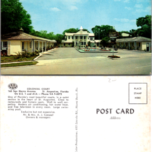 Colonial Court Motel St. Augustine Florida Hannau 41657 Vintage Postcard - Image 1