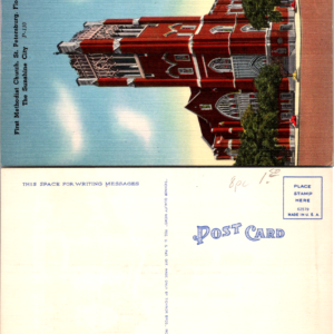 First Methodist Church St Petersburg Florida Tichnor 62579 Linen Postcard - Image 1