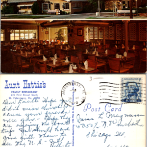 Aunt Hattie's Family Restaurant St. Petersburg Florida Postcard - Image 1