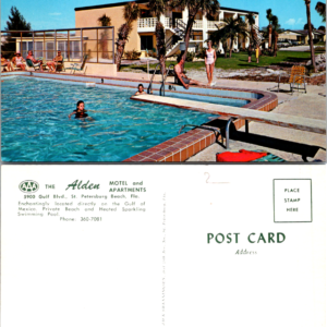 Alden Motel St. Petersburg Beach FL Pool H.K. Shaw N-184 Vintage Postcard - Image 1