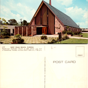 Northwood Methodist Church West Palm Beach Florida P70019 Chrome Postcard - Image 1