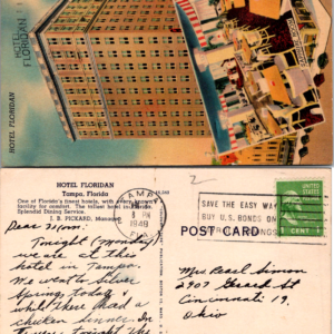 Hotel Floridan Sapphire Room Tampa FL Postcard Colourpicture 15,583 1948 - Image 1