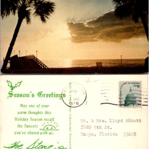 Florida Sunset Postcard Season's Greetings 1976 Madeira Printing - Image 1