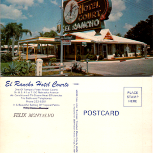 El Rancho Hotel Courts Tampa Florida Postcard MWW Co. 118.091 Vintage - Image 1