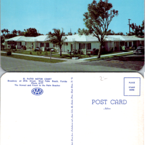 El Patio Motor Court West Palm Beach Florida 45679 Chrome Vintage Postcard - Image 1