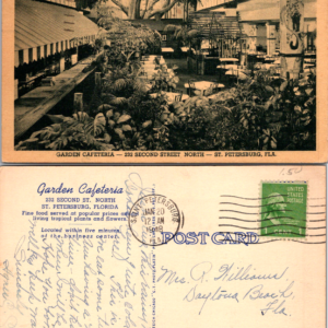 Garden Cafeteria St Petersburg Florida Postcard Curteich 1948 - Image 1