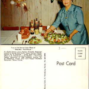 Louis Pappas' Restaurant Tarpon Springs FL Mama Pappas Postcard - Image 1