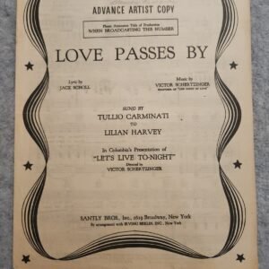 Love Passes By Advance Artist Copy Jack Scholl 1936 Vintage - Image 1