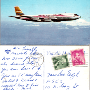 Continental Airlines Boeing 707 Curt Teich 5A-H 671 Mt Rainier - Image 1