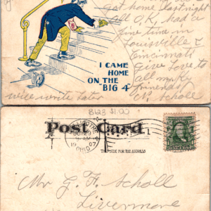 I Came Home on the Big 4 1907 comic postcard Ohio - Image 1