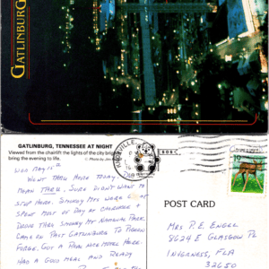 Gatlinburg Tennessee At Night Postcard GAT-121 Plastichrome - Image 1