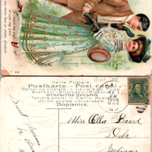 Edwardian Embossed Romantic Couple Postcard 1908 618 Vintage - Image 1