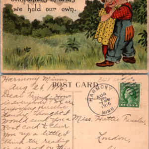 1916 Postcard Children Romance Companions in Arms Vintage - Image 1