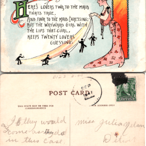 DWIG Whimlets Romance Verse Postcard Lady Lovers 1-cent Franklin - Image 1