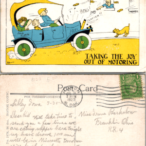 Motor Comic No. 2476 Taking the Joy Out of Motoring Ash 1929 Postcard - Image 1