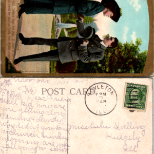 C.T. American Art Colored Theochrom 1131 Edwardian Romance Couple Postcard - Image 1