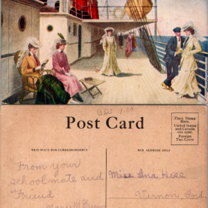 1910 Ship Deck People Postcard Vernon Ind. Vintage - Image 1