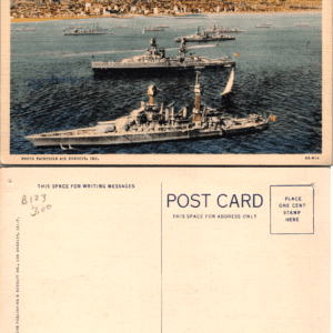 L-25 U.S. Battleships at Anchor Long Beach California 6A-H14 Linen - Image 1