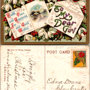 German Christmas Postcard Embossed 2144 To My Dear Girl - Image 1